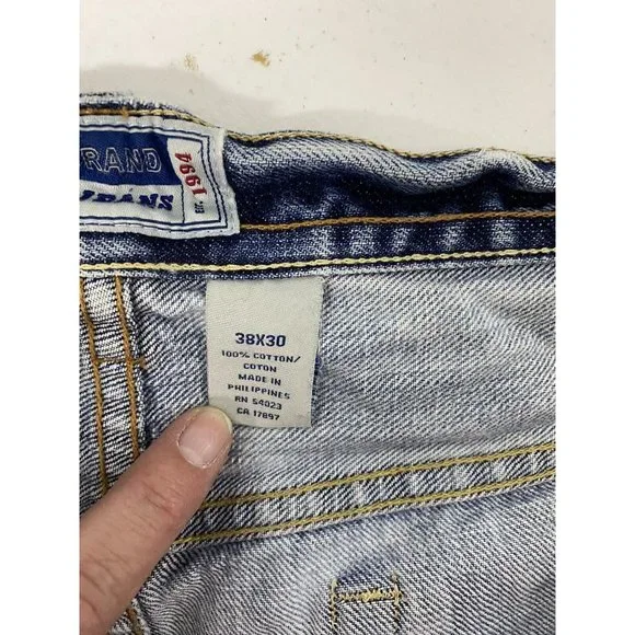 Old Navy Blue Jeans Men's 38x30 Distressed Y2K - Picture 3 of 11